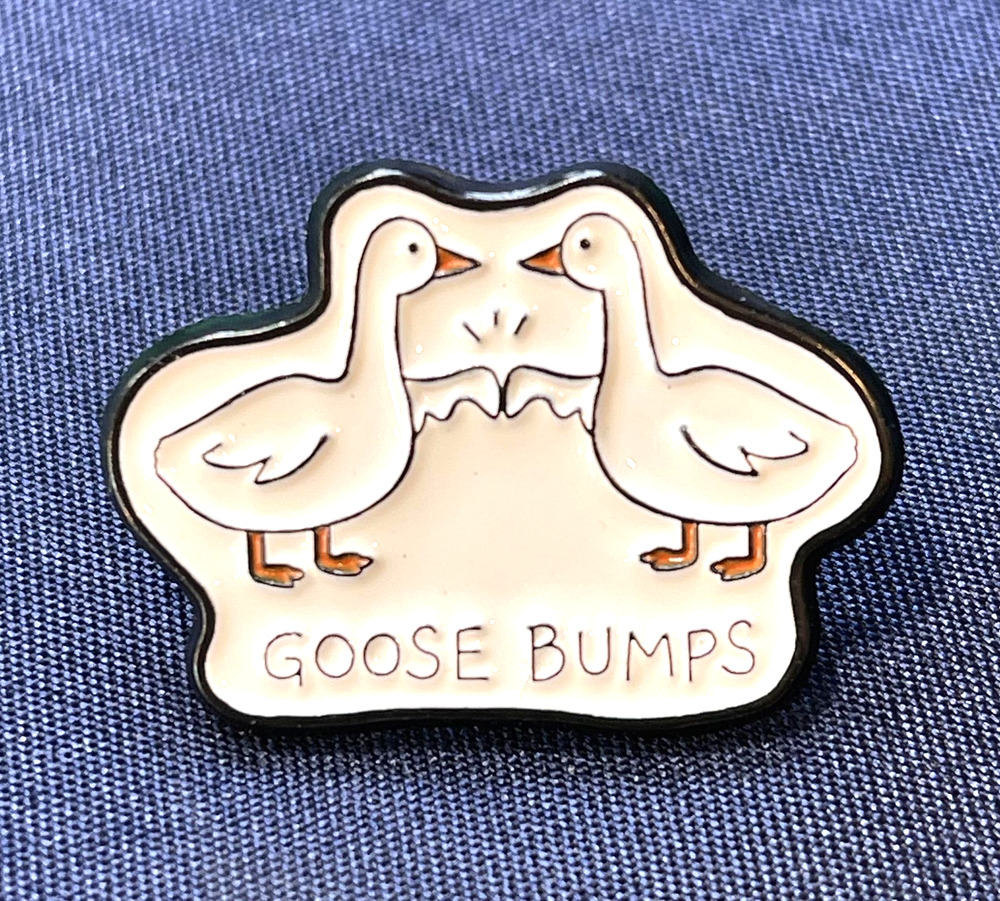 NWOT White Goose Brooch Lapel Pin Enamel Goose Bumps Cute Animal Gift
